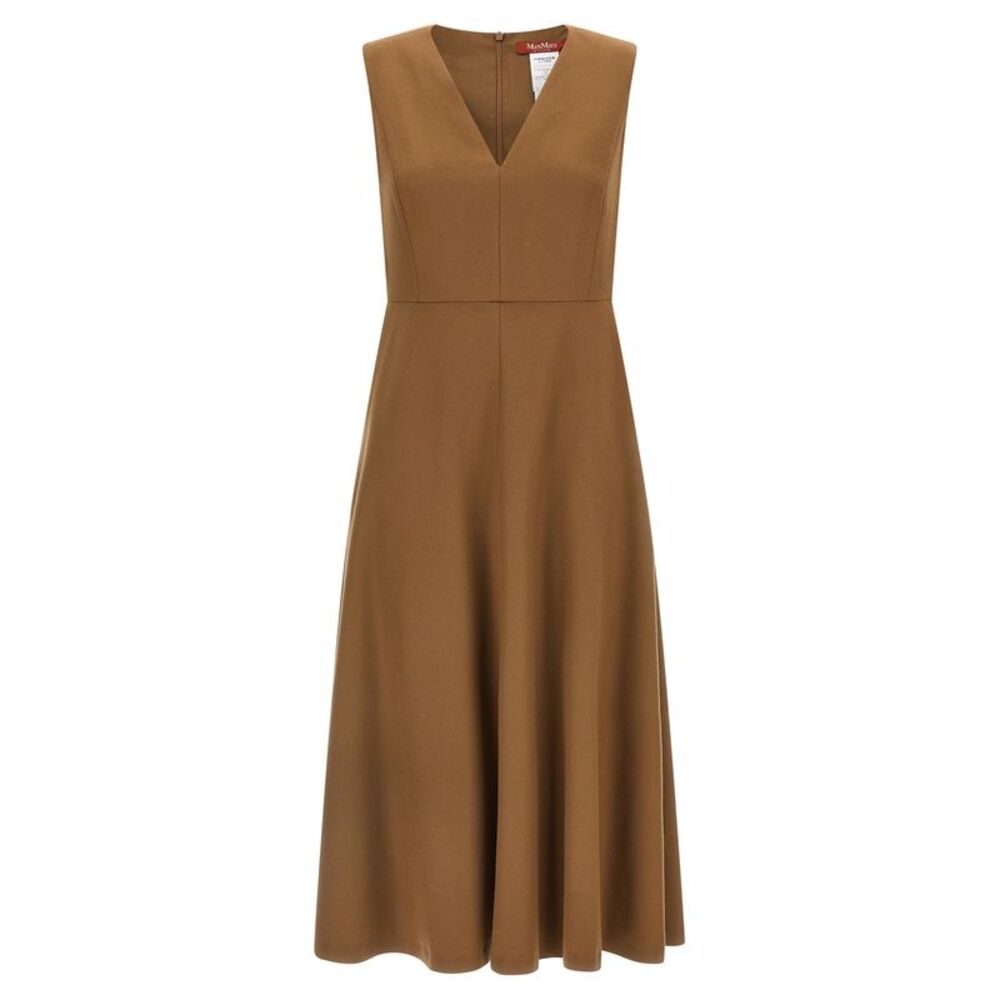 Max Mara Brown Wool Midi Women's Dress